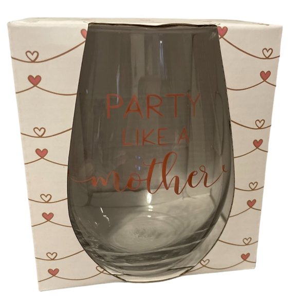 NWT Fig & Fern “Party Like A Mother” Stemless Wine Glass - Picture 1 of 1